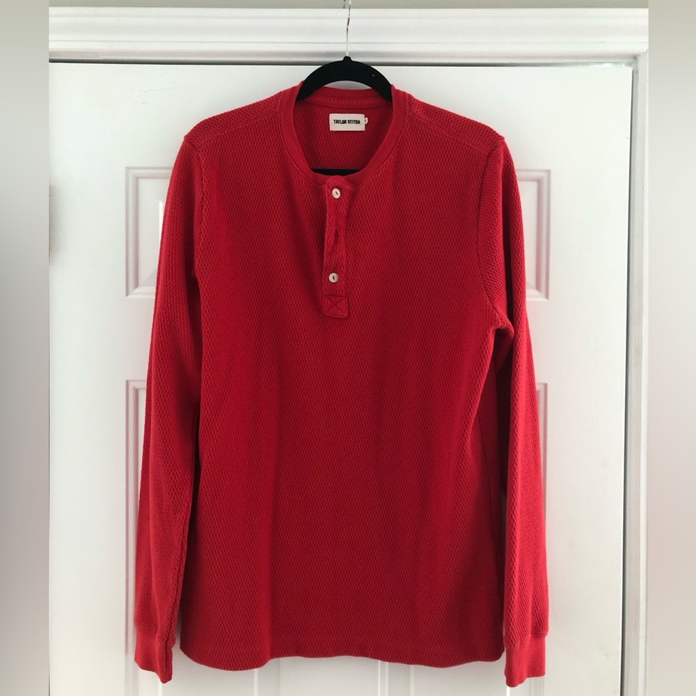 Taylor Stitch Waffle Henley - Red